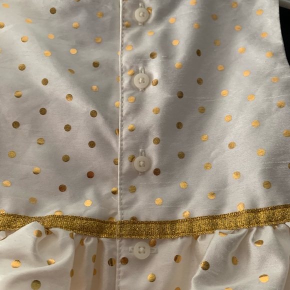 🐦Gold & Cream Polka Dot Special Occasion Dress 9M - Picture 3 of 7